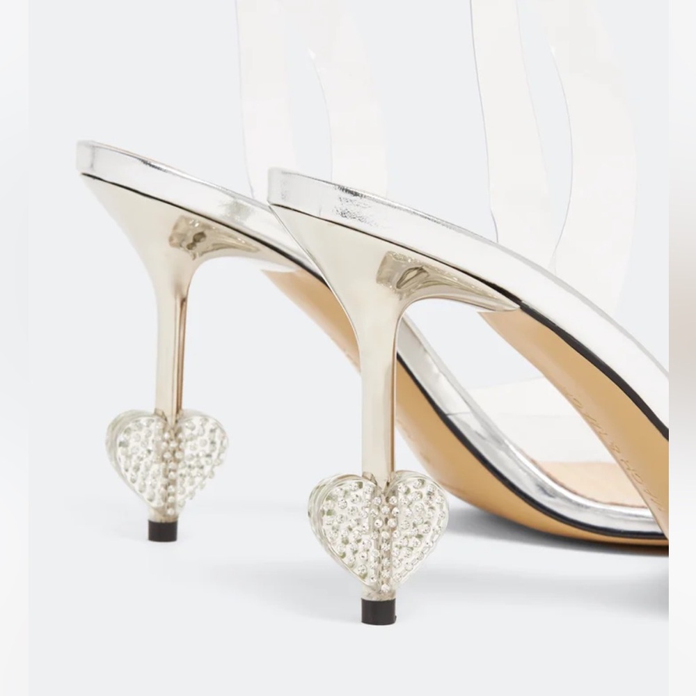 Brand new with box Mach & Mach crystal heart plexi square toe sandals heels